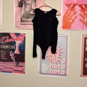 Chic Black Ribbed Bodysuit
